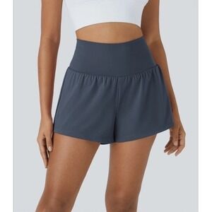 Halara Softlyzero‎ Airy Super High Waisted Pocket Yoga Shorts Blue NWOT Small